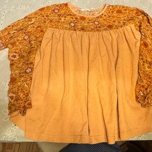 Easel Orange Floral Women's Blouse
